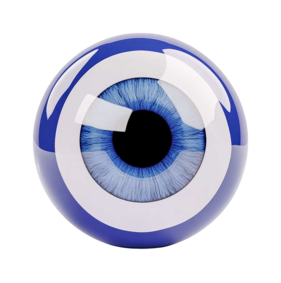 Blue eye close-up with reflective surface png