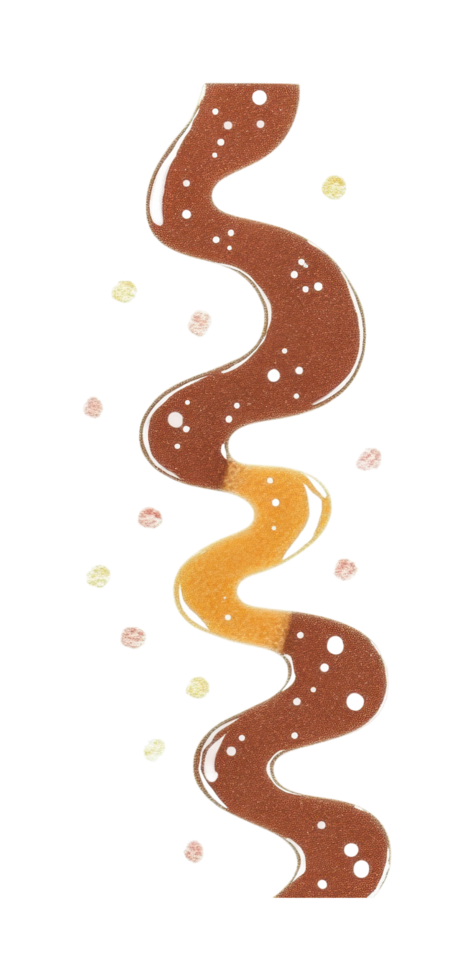 Wavy chocolate caramel and sprinkles pattern for confectionery design png