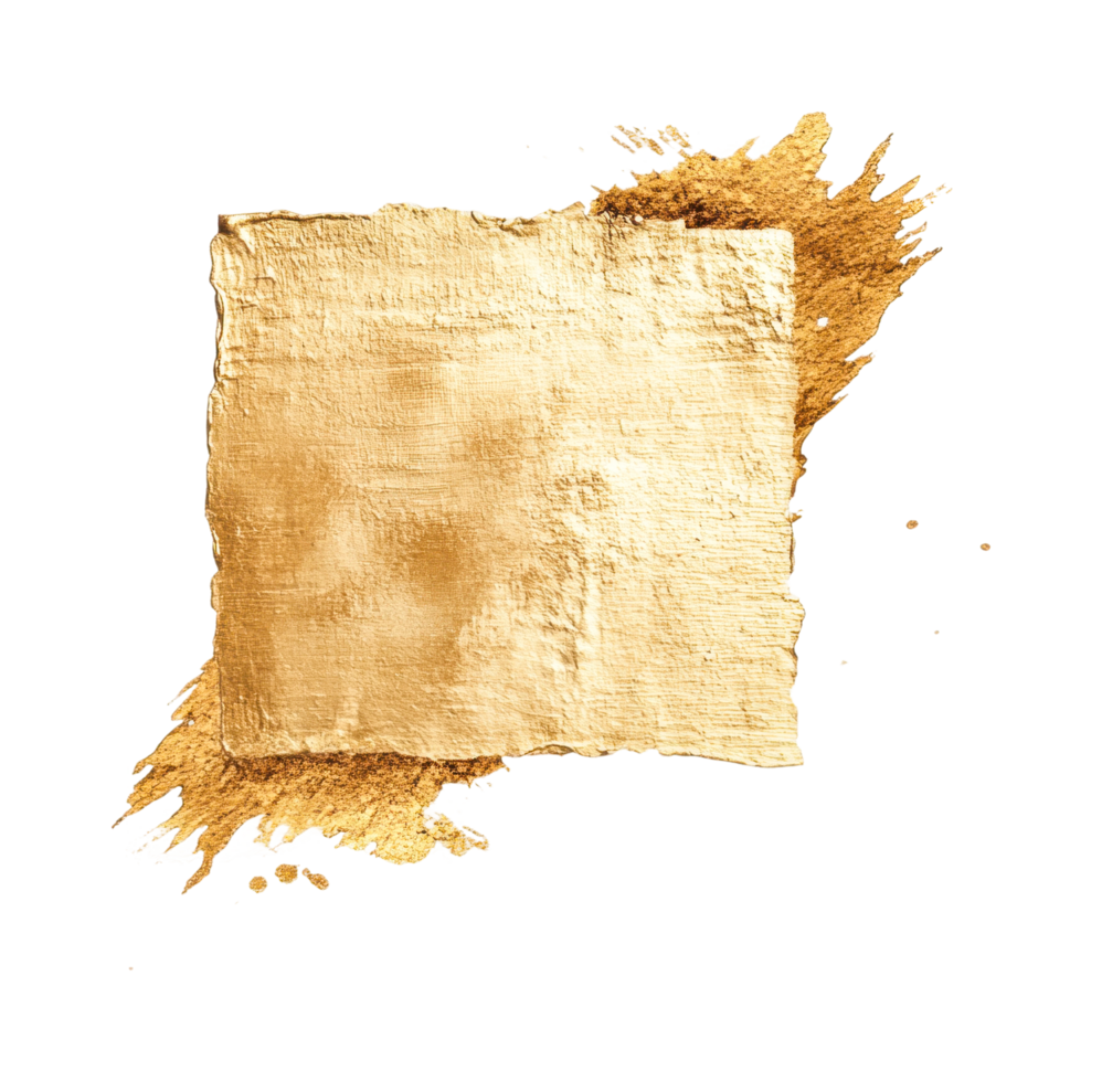 Textured gold foil square on abstract png
