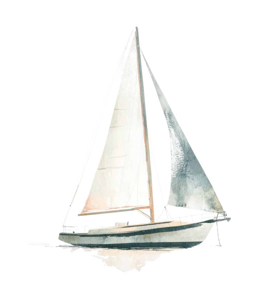 Elegant sailboat with tall mast in calm waters png