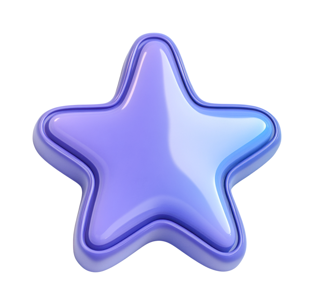 Glossy blue-purple star shaped object with smooth surface png