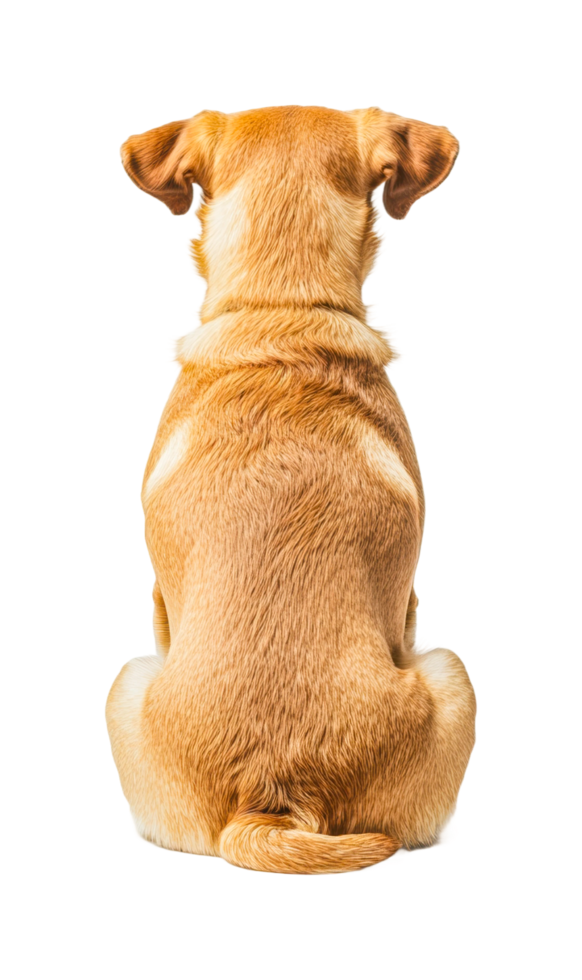 Golden labrador retriever sitting back view isolated on white png