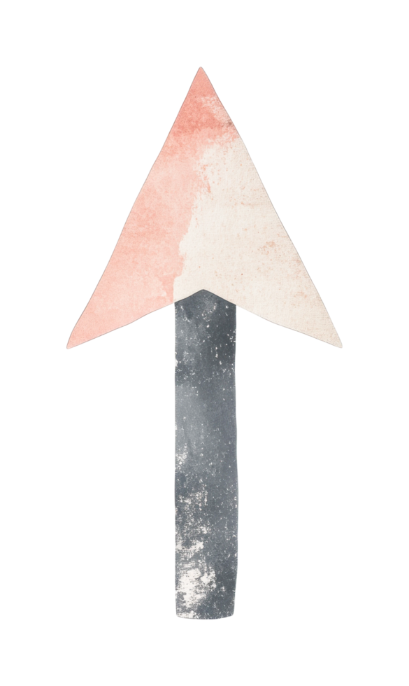 Hand-painted textured arrow design with pink and gray tones png