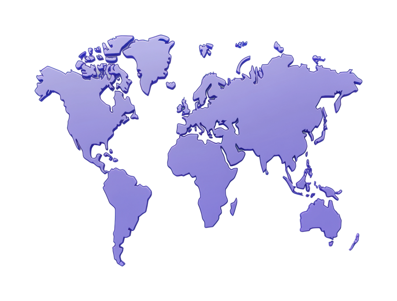 Abstract purple world map silhouette art with global continents png