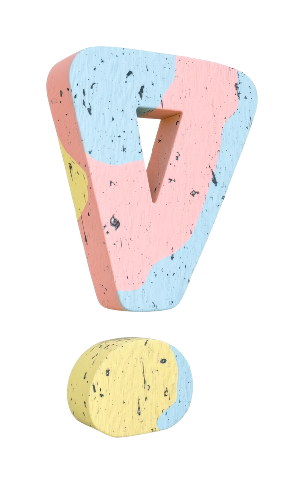 Colorful textured exclamation mark with pastel patches png