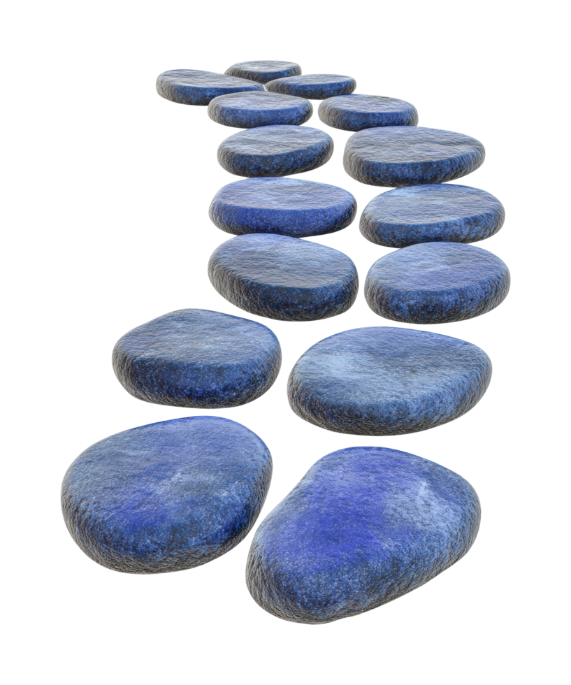 Curved pathway of smooth blue stones in pattern arrangement png