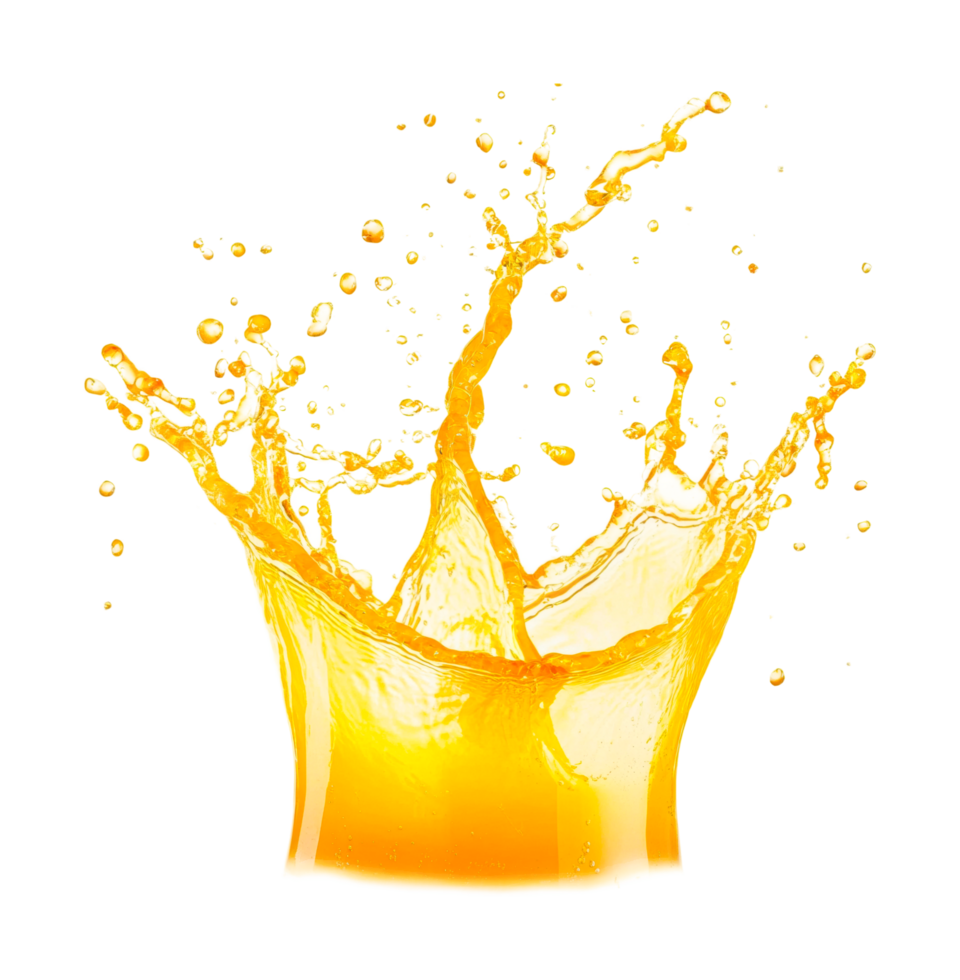 Splashing orange juice capturing burst of refreshing citrus beverage png