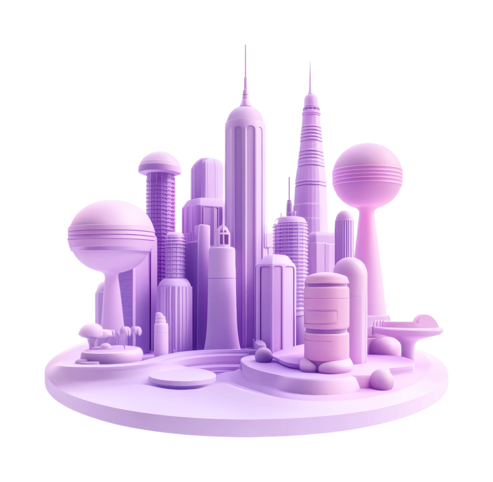 Futuristic sci-fi cityscape with unique architectural structures png
