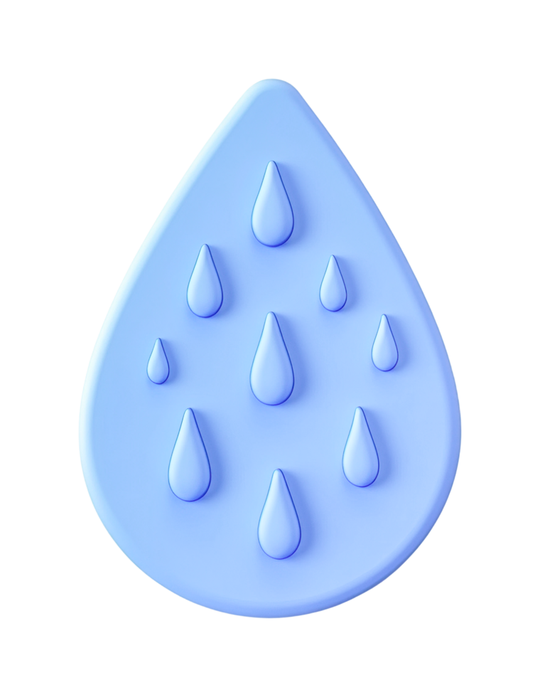 Blue water droplet icon with raised small droplets png