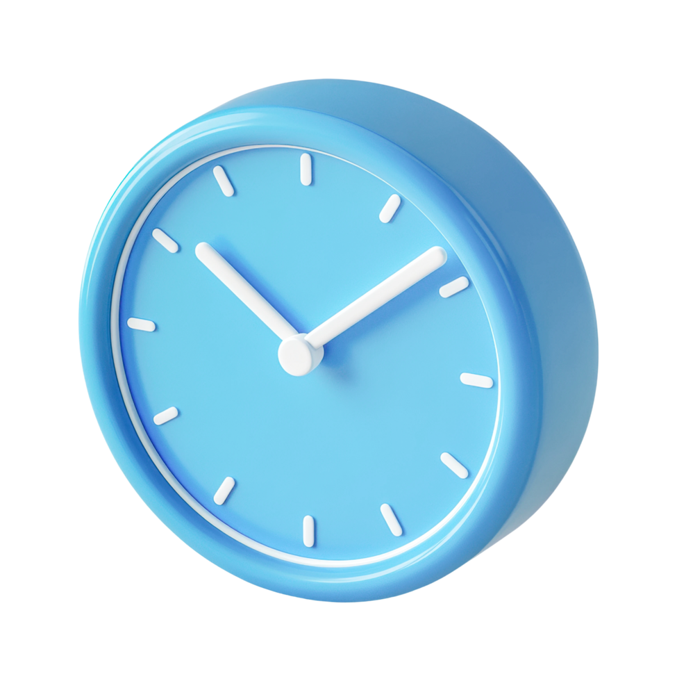 Blue analog clock showing ten o'clock with white hands png