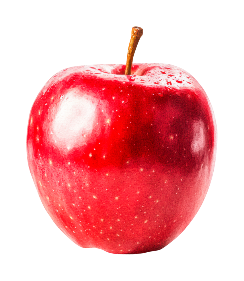 Close-up of fresh red apple with water droplets on the surface png