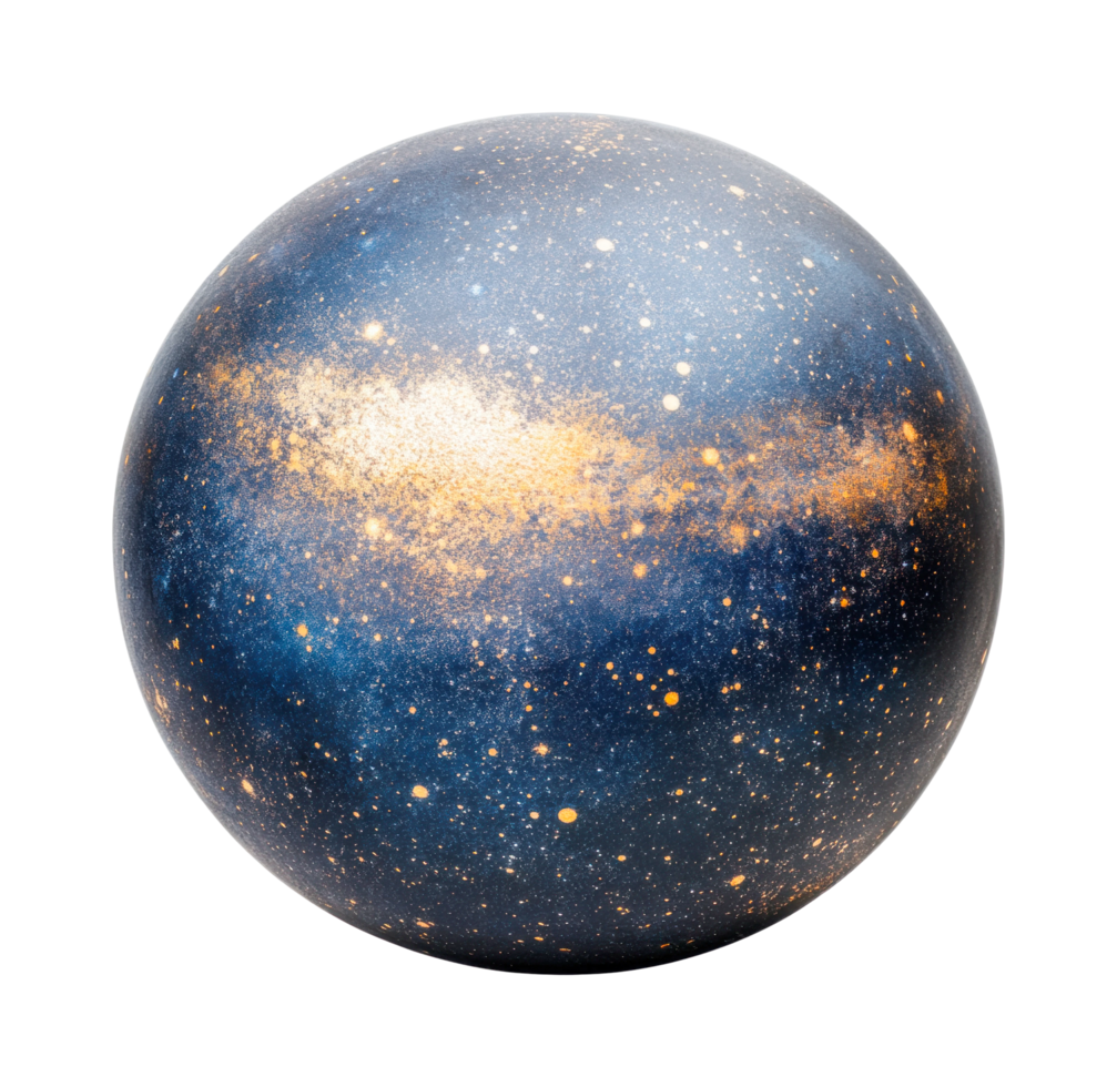 Cosmic sphere with starry sky and galactic patterns png