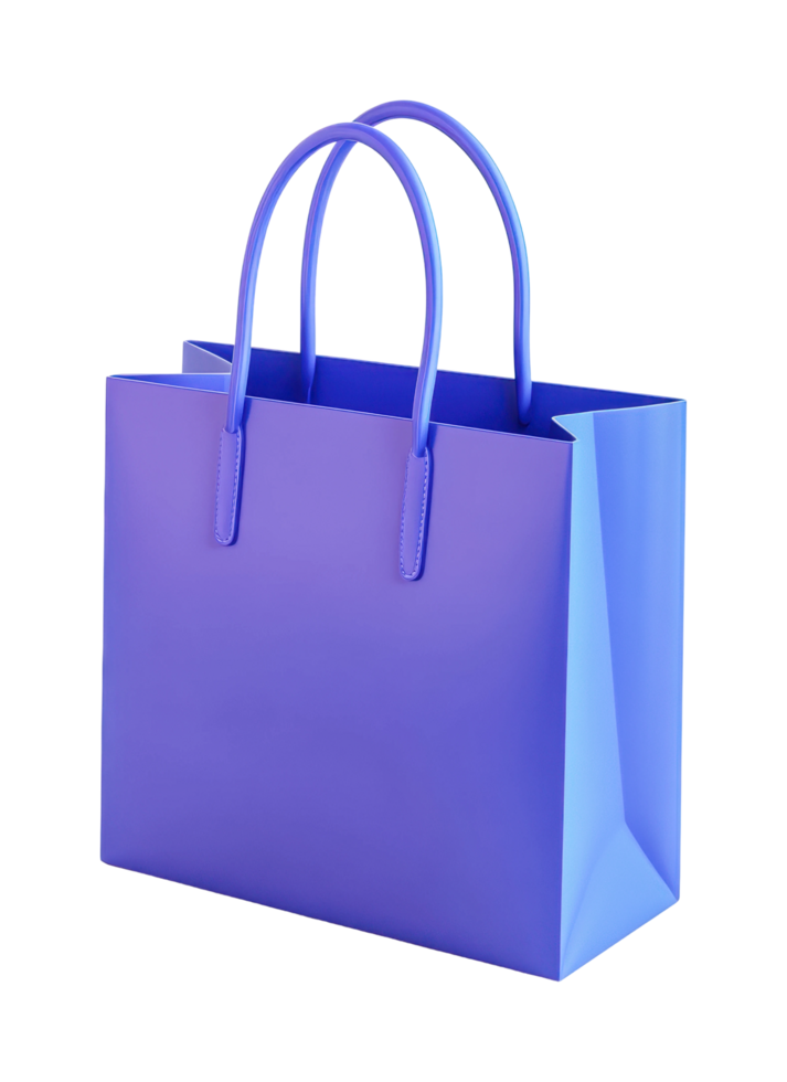 Blue shopping bag with sturdy handles png