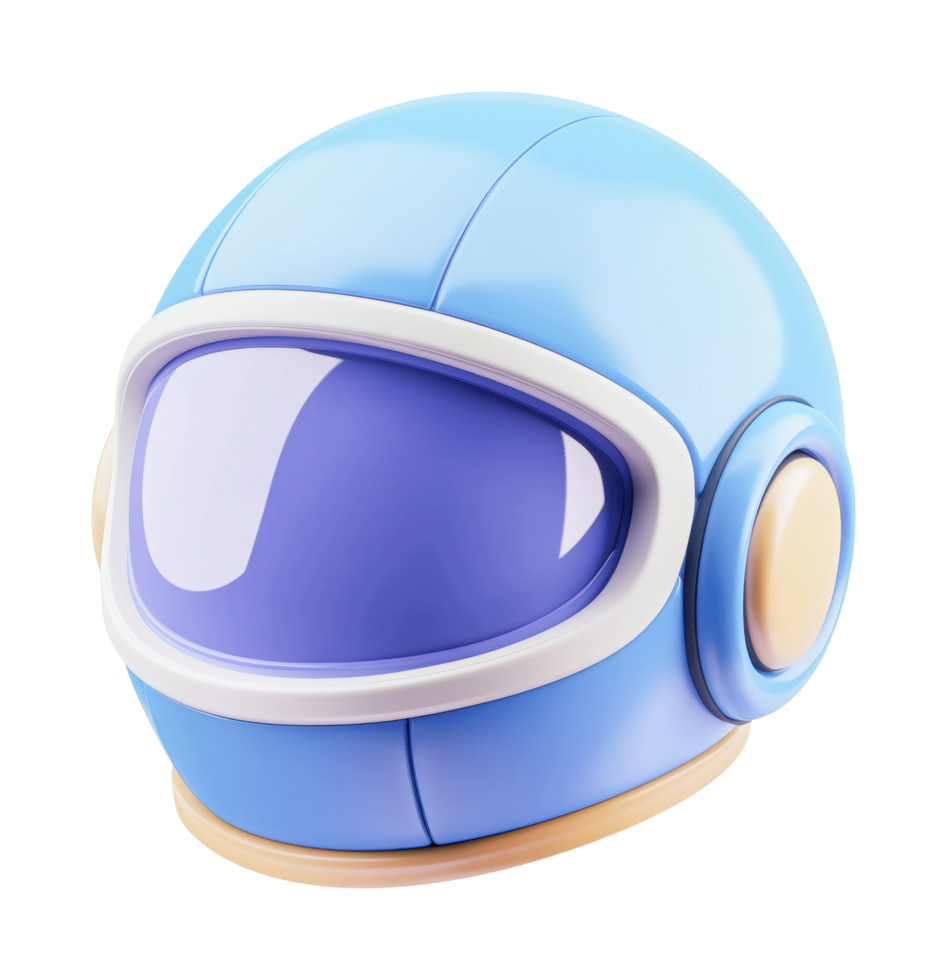 Cartoon blue space helmet with visor and ear covers illustration png