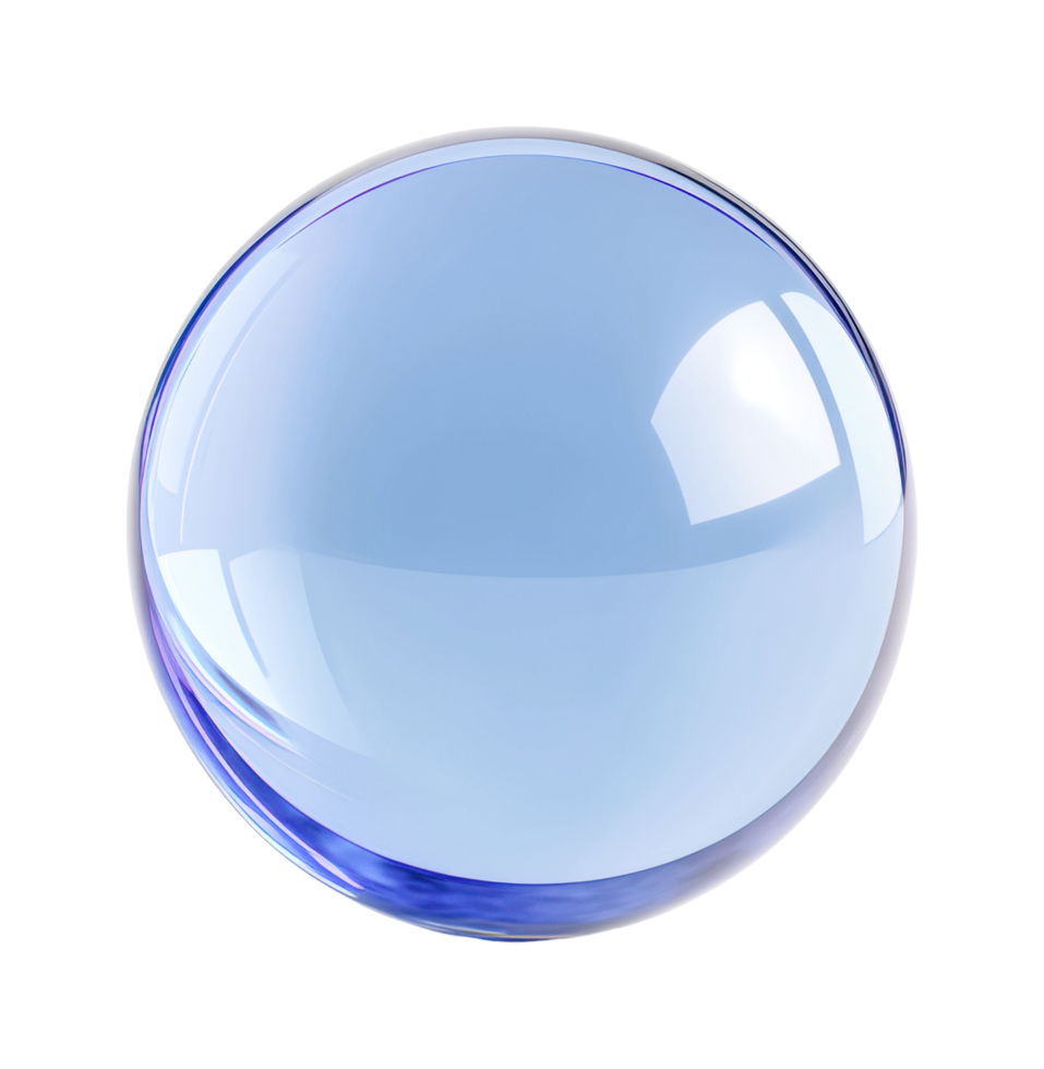 Transparent glass sphere with reflective surface and blue tint png