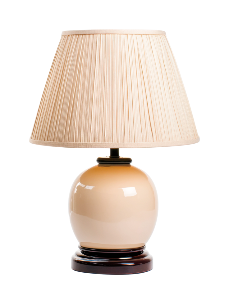 Elegant ceramic table lamp with pleated beige shade png