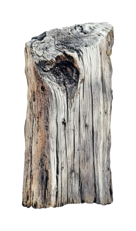Weathered driftwood log with unique patterns and textures png