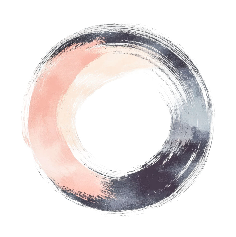 Abstract circular brushstroke design with textured gradient effect png