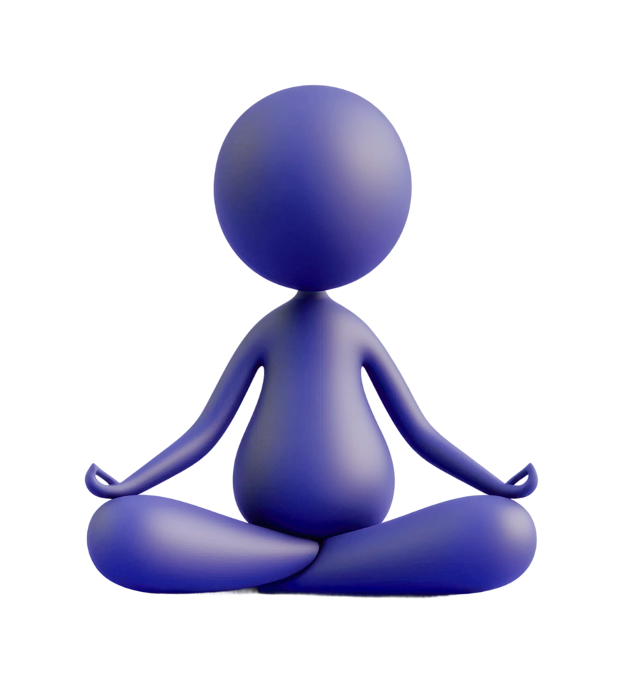 Minimalist purple cartoon figure in yoga pose png