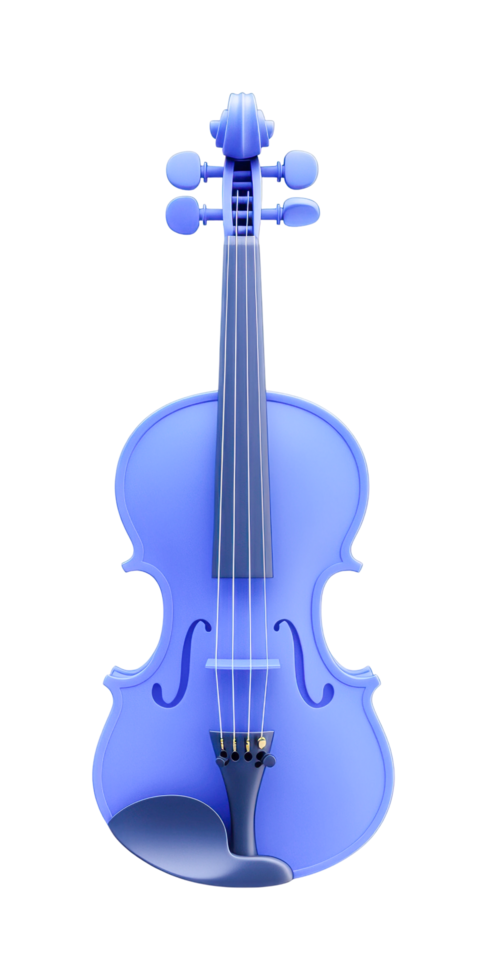 Blue violin with strings and scroll 3d artistic design png