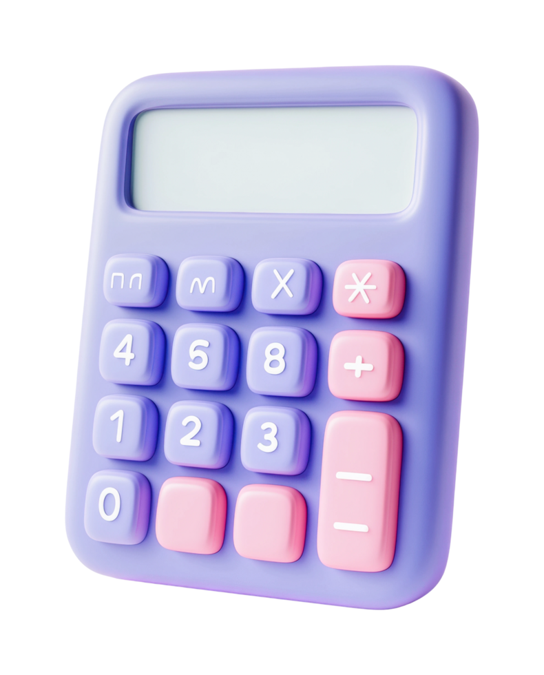 Colorful toy calculator with pastel buttons for educational fun png
