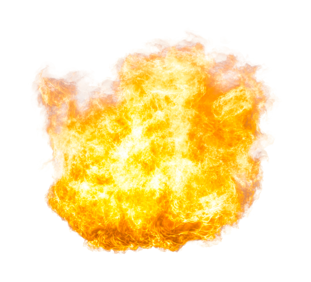 Explosive fireball burst with intense flames and smoke png