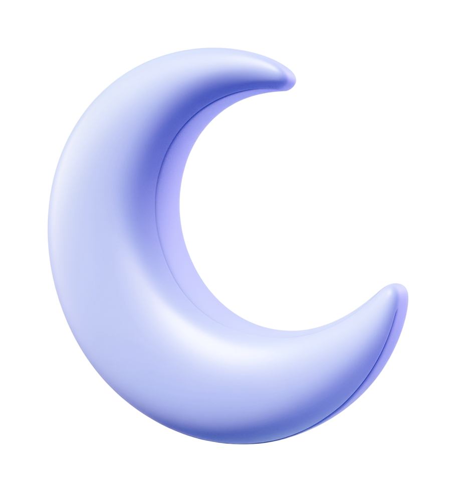 Crescent moon in glossy 3d style png