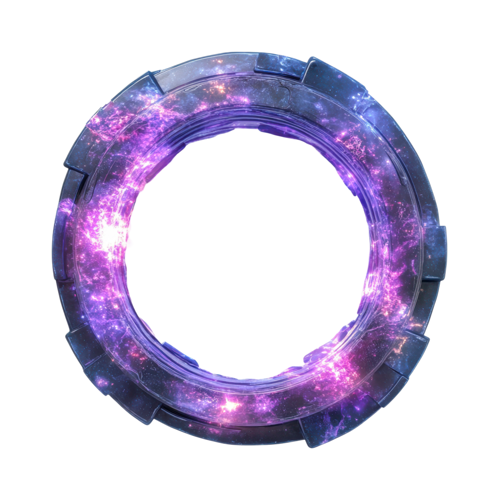 Cosmic energy portal with purple nebula and stars png
