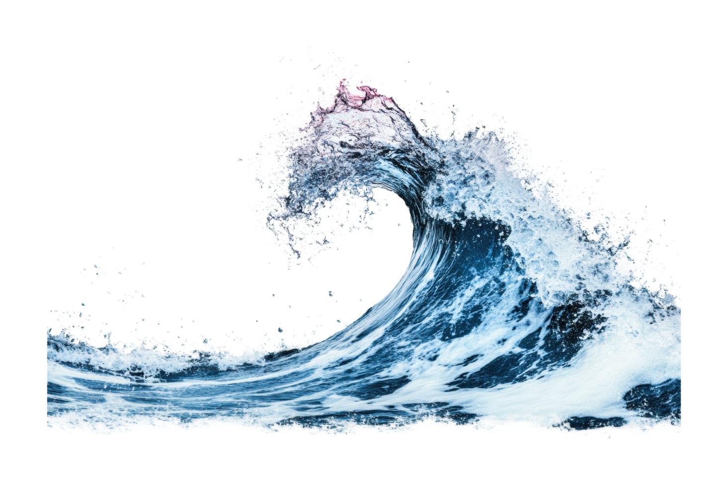 Powerful ocean wave in motion with splashing foam png