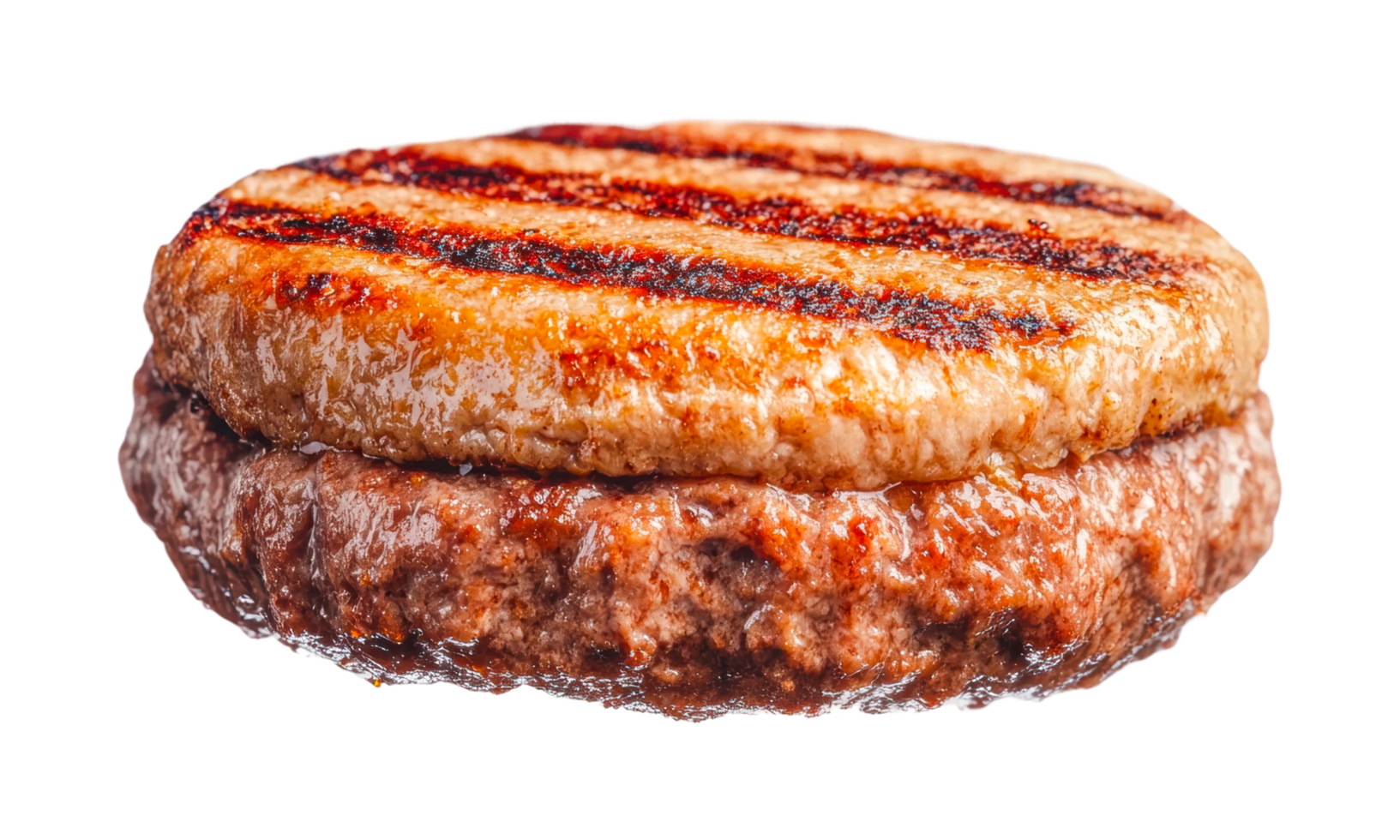 Juicy grilled beef burger patty with grill marks png