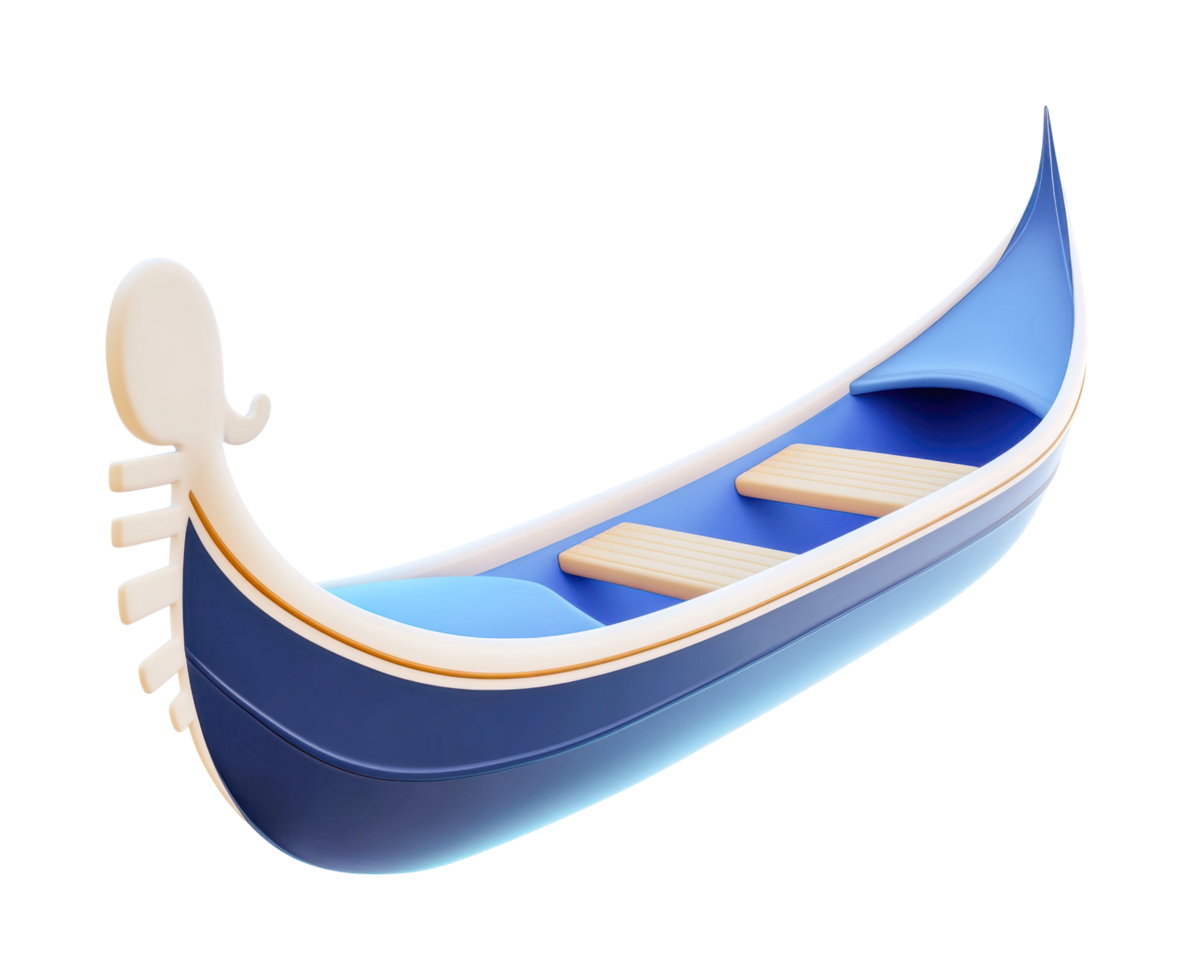 Elegant blue gondola with unique white ornamental design png