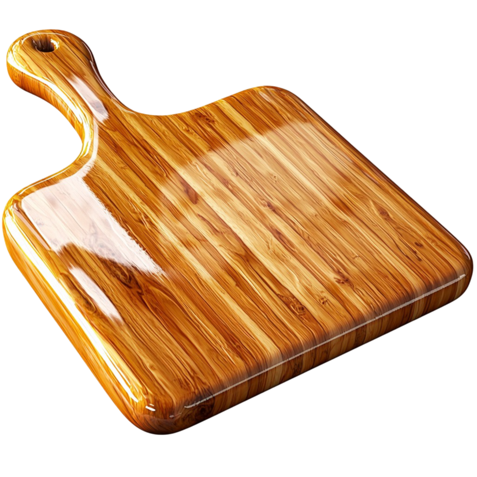 Cutting board made of wood, a practical and durable kitchen tool, ideal for preparing ingredients while maintaining clean surfaces. png