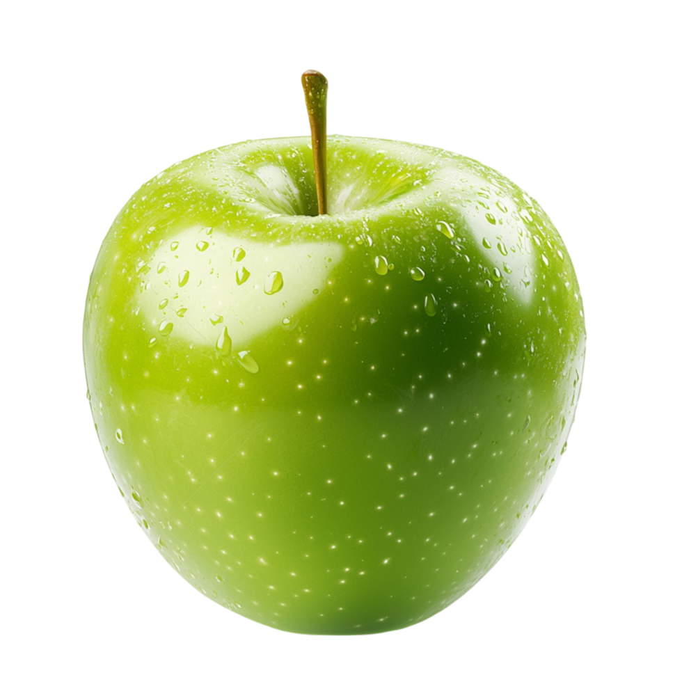 Green apple shiny surface, its smooth texture and fresh green color making it a healthy and visually appealing choice for a quick snack or dessert. png
