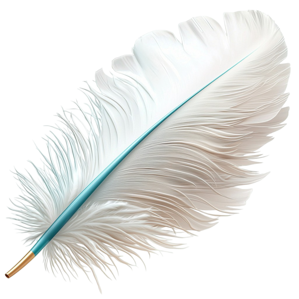 White feather soft, fluffy texture, gently floating in the air, showcasing its delicate form, evoking lightness and serenity, emphasizing natures softest and most graceful creations. png