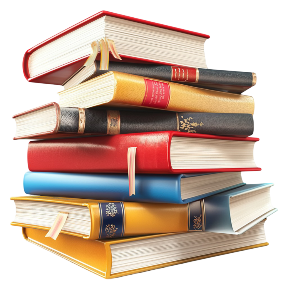 Books Stacked Colorful Educational Reading Material Perfect for Learning, Growing, and Expanding Knowledge, Ideal for Various Readers png