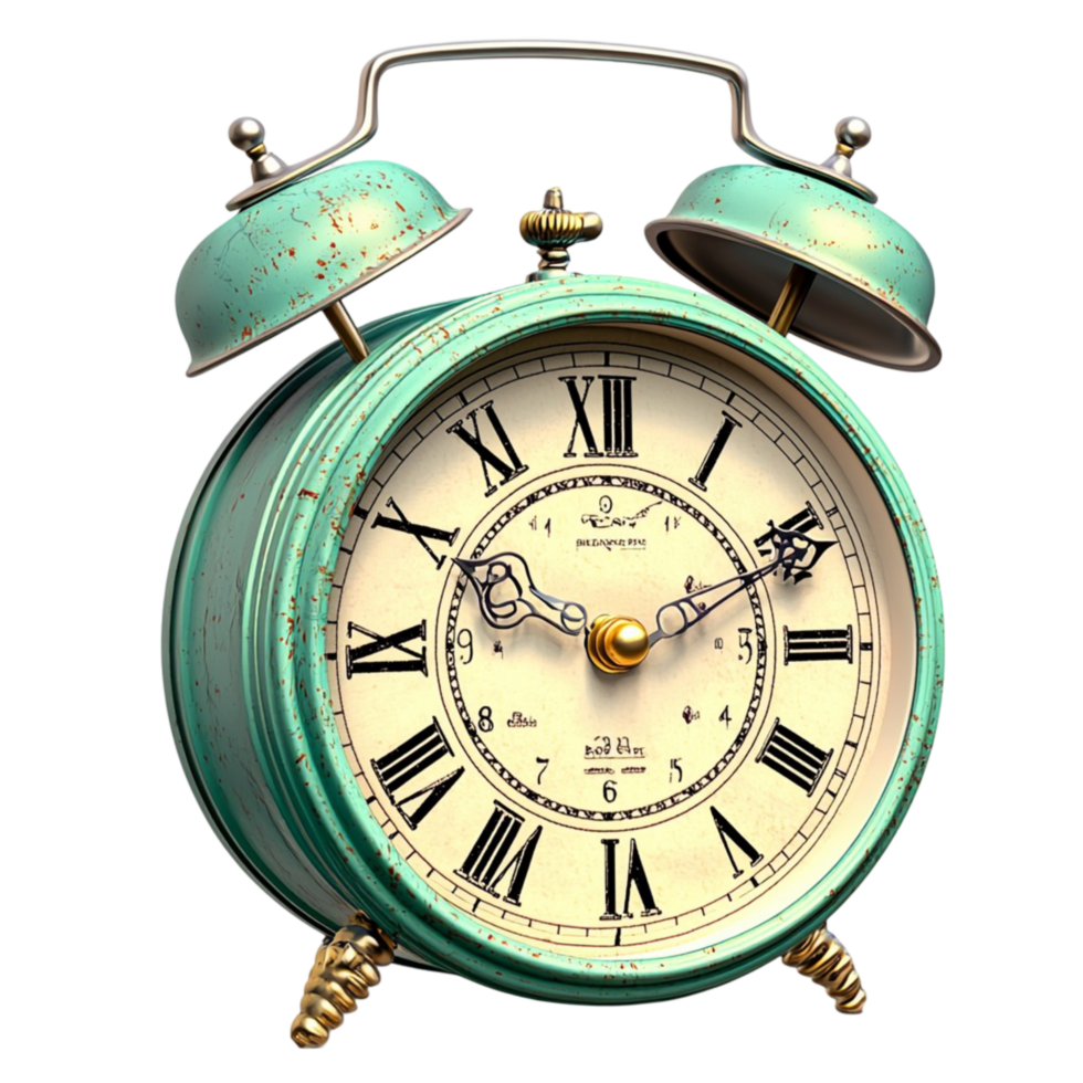 Clock Green Vintage Timekeeping Decorative Home Item Enhancing Room Style, Featuring a Retro Design, and Perfect for Nostalgia png