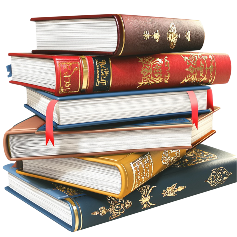 Books Stacked Colorful Reading Educational Material png
