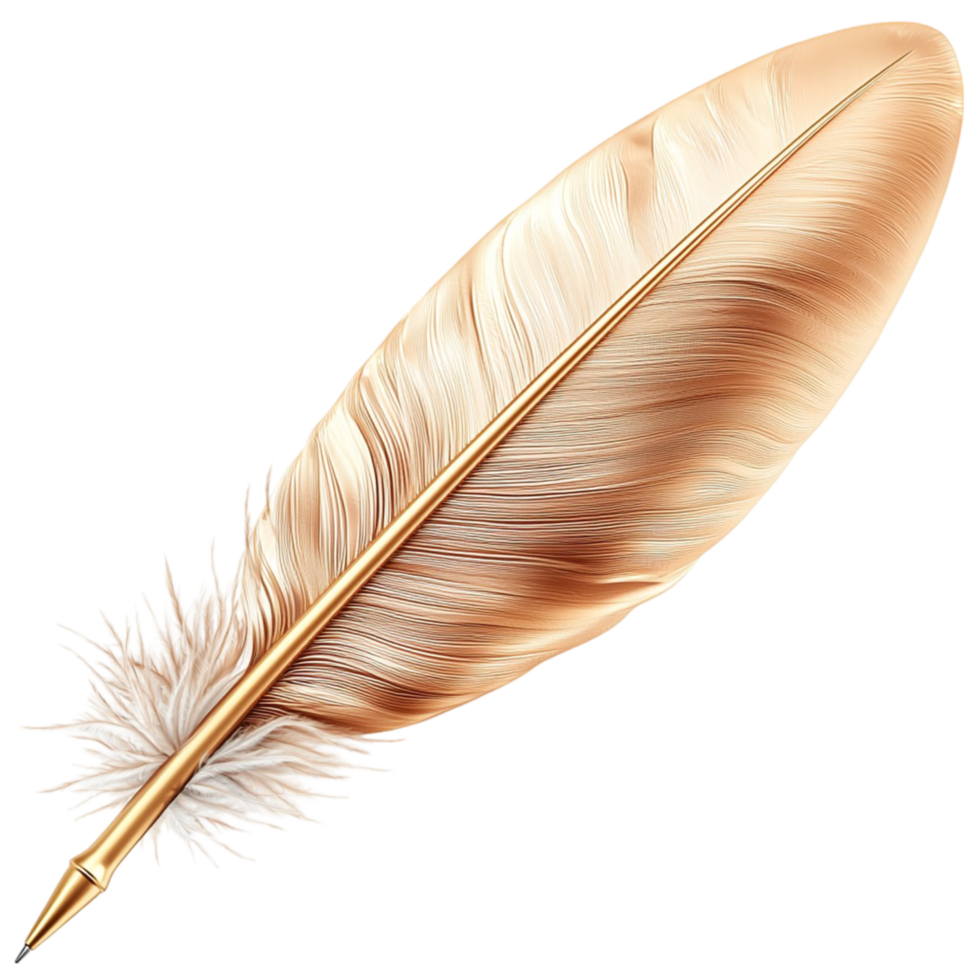 Feather is a white quill from a bird, often used for writing or as a decorative element, symbolizing grace and beauty in nature, creating a timeless connection creativity andistic expression. png