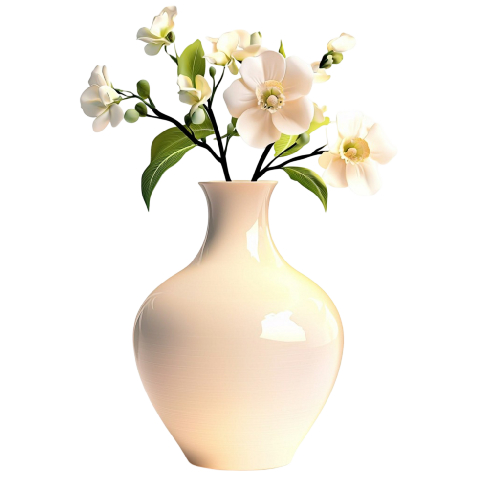 White Vase White Flowers and Delicate Petals, An Elegant Des ign Perfect for Adding Romance to Your Space, A Decorative Piece That Complements Any Setting, Ideal for Gifting or Home Accents, png