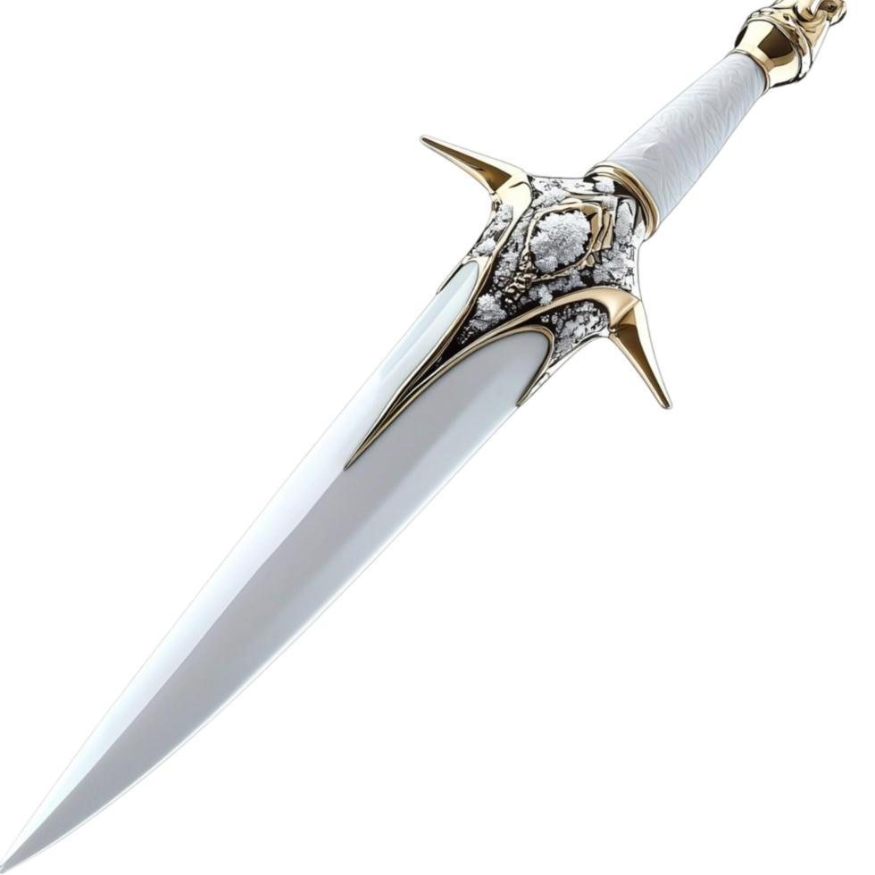 White Silver Dagger Ornate Handle Antique We apon Elegant Design Symbol png