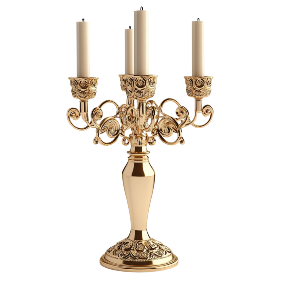 Golden Candelabra Multiple Arms Ornate Design Luxury Lighting Elegance png