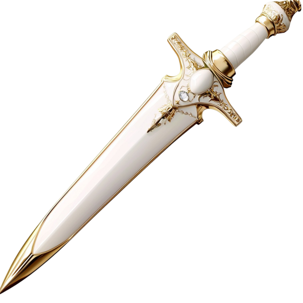 White Silver Dagger Ornate Handle Antique Weapon Eleg ant Design Symbol png