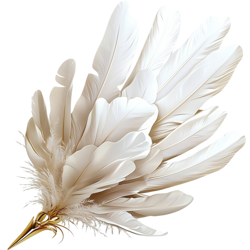 White Feathers Bundle Elegant Flowing Design and Romantic Softness, a Decorative Accessory Symbolizing Lightness and Freedom, Ideal for Craft Projects, Gifts, or Home Decor Angelic Charm, png