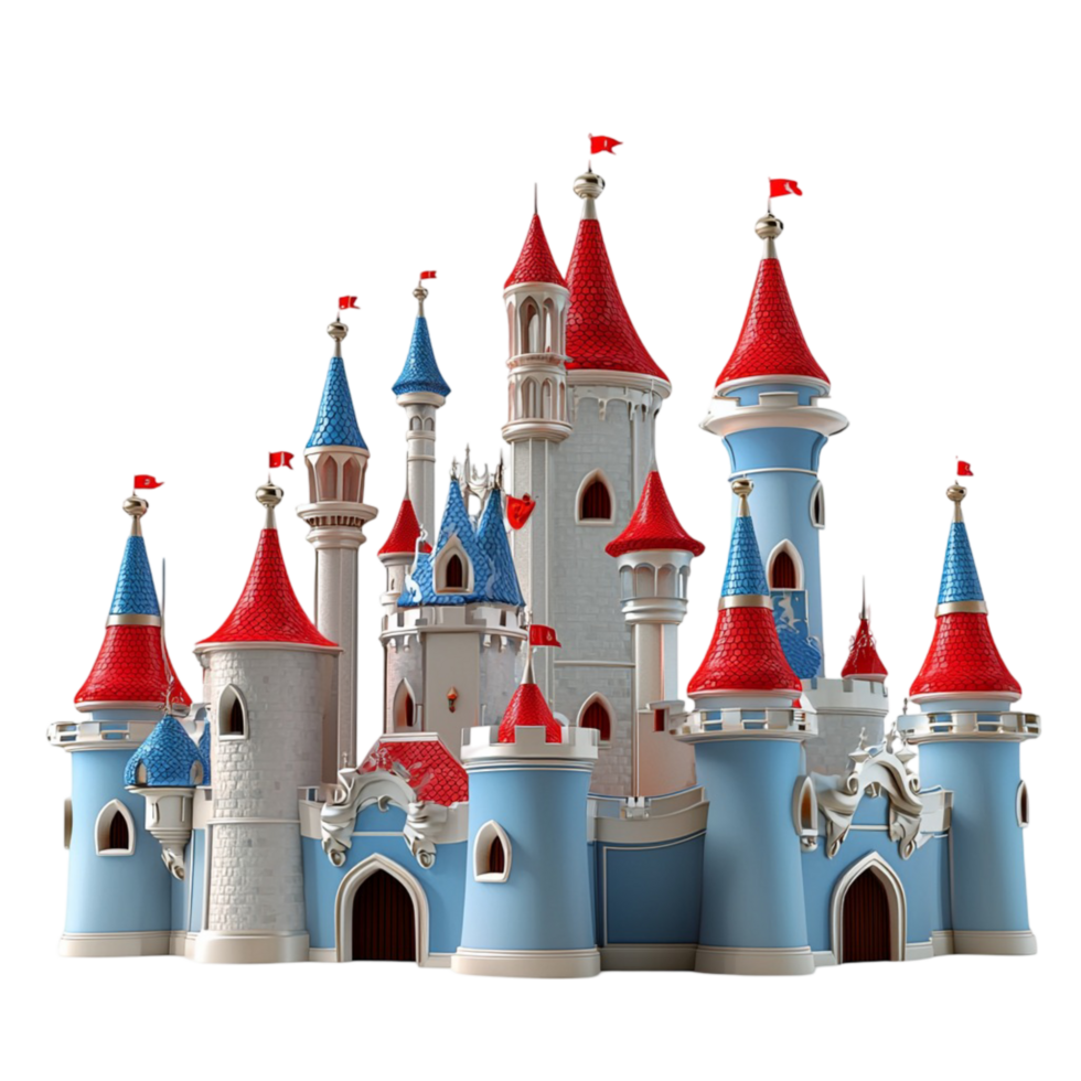 Blue White Castle Towers Fairy Tale Architecture Fantasy Magical Kingdom png