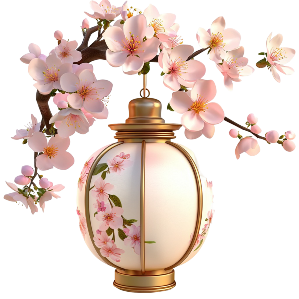 Pink Blossom Lantern Floral Pattern and Elegant Design, Perfect for Creating a Romantic Atmosphere, A Stunning Decorative Lighting Piece and an Ideal Gift for Any Special Occasion, png