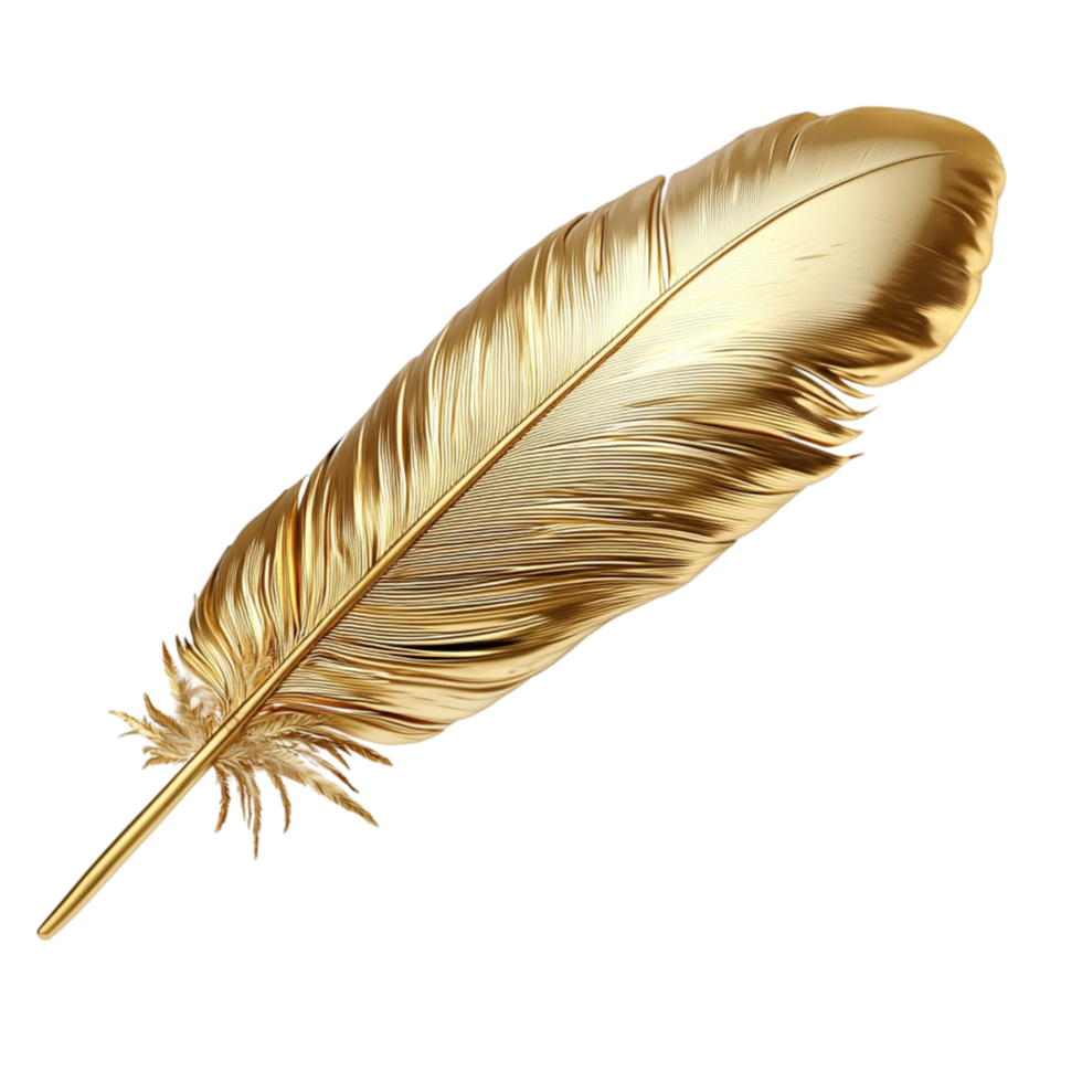 Blue Gold Feather Quill Elegant Design, A Vintage Writing Tool Perfect for Romantic Literary Moments, An Exquisite Accessory for Gift Giving, png