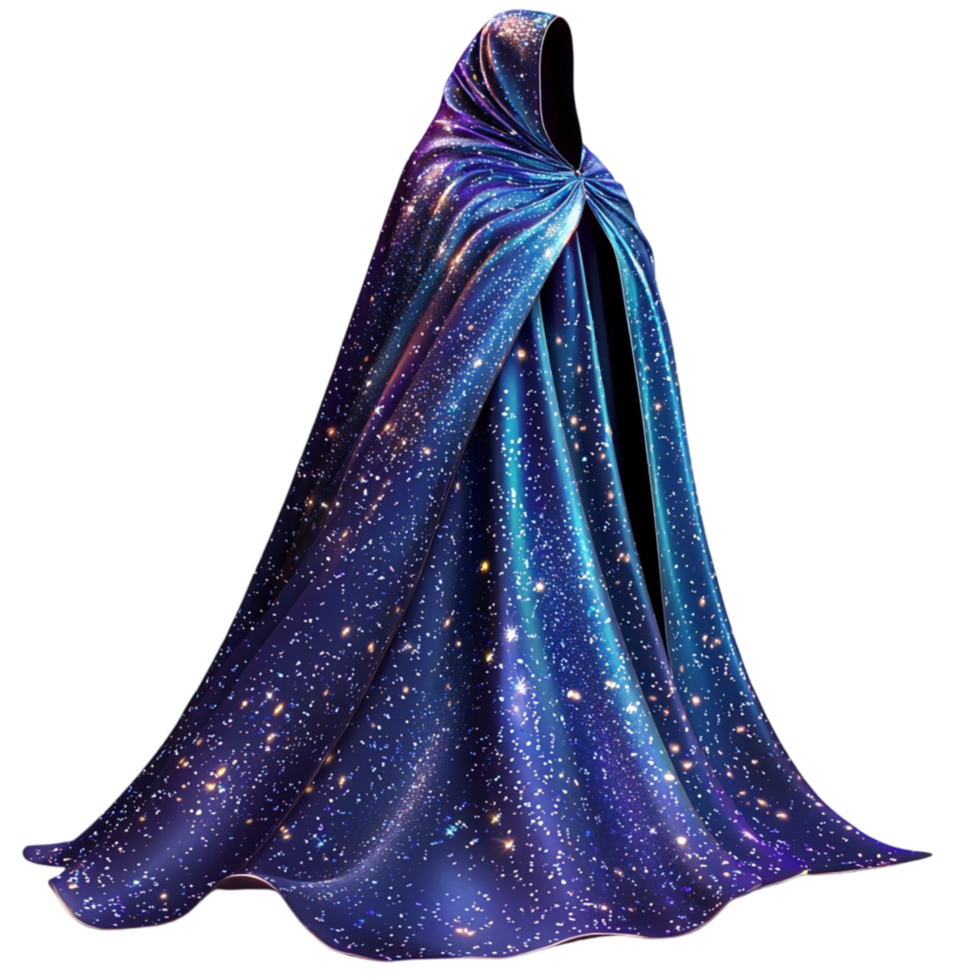 Blue Cloak Hooded Design and Elegant Style, Featuring Mysterious Charm, A Romantic Decorative Piece that Adds an Air of Intrigue, Perfect as a Gift or Unique Fashion Accessory, png