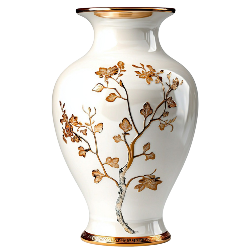 White Vase Floral Pattern and Elegant Design, Featuring Delicate Craftsmanship, A Romantic Decorative Piece Perfect for Adding Charm to Any Room, png