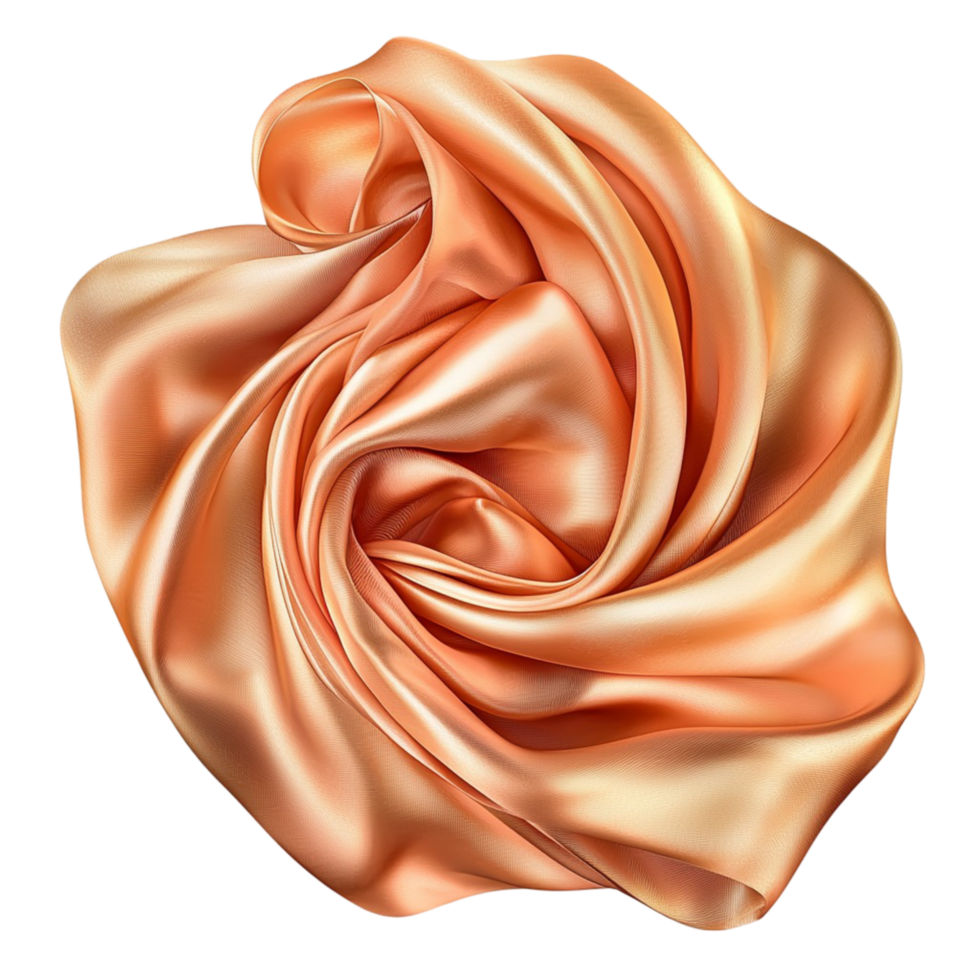 Peach Satin Fabric Swirl Design and Elegant Style, A Romantic Decorative Piece That Adds Graceful Charm and Soft Texture, Ideal as a Gift or Elegant Accessory, png