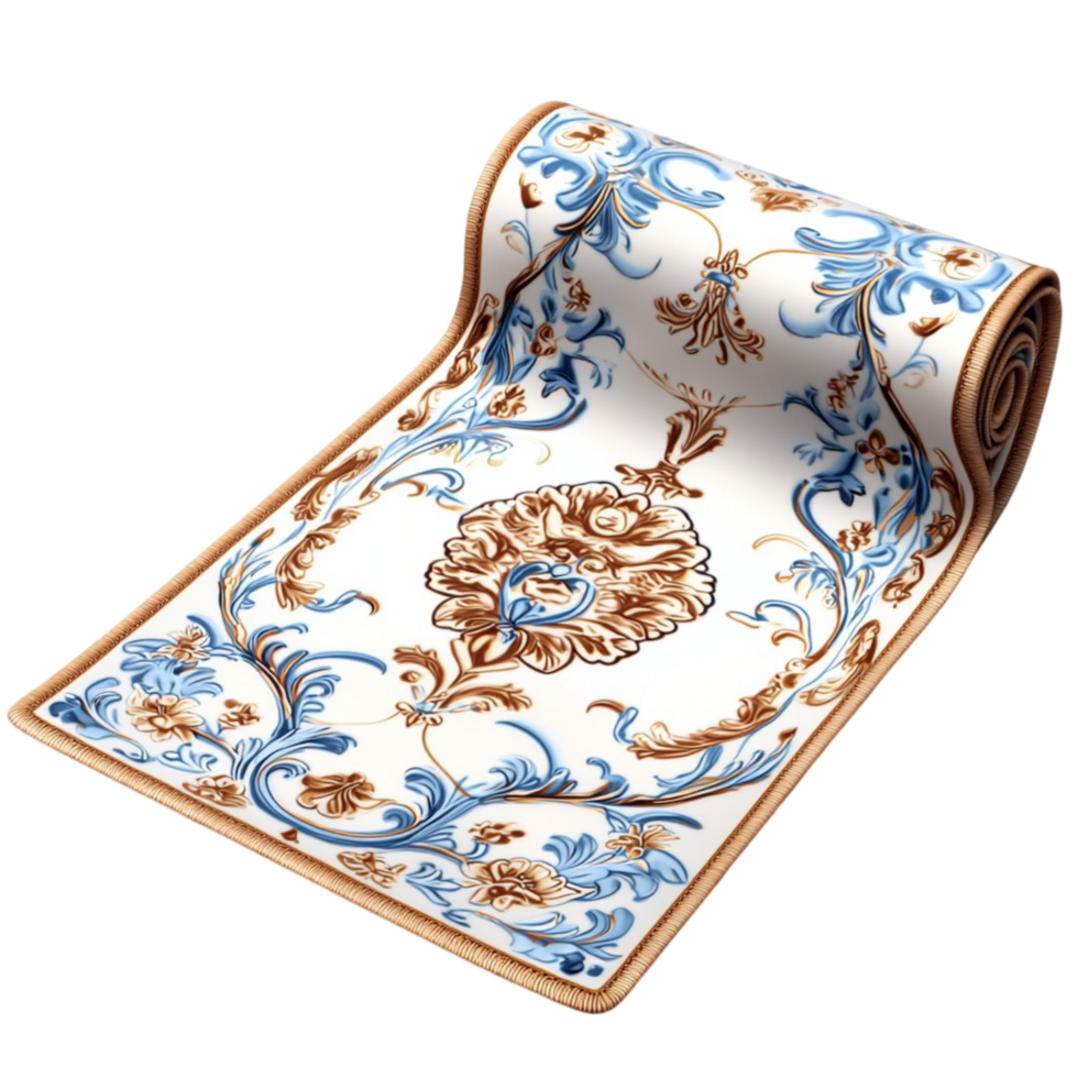 Blue and White Tapestry Floral Pattern and Elegant Design, A Romantic Decorative Piece for Walls, Adding Beauty and Charm to Living Rooms, Bedrooms, or Any Space That Needs a Soft Touch, png